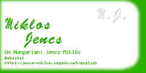 miklos jencs business card